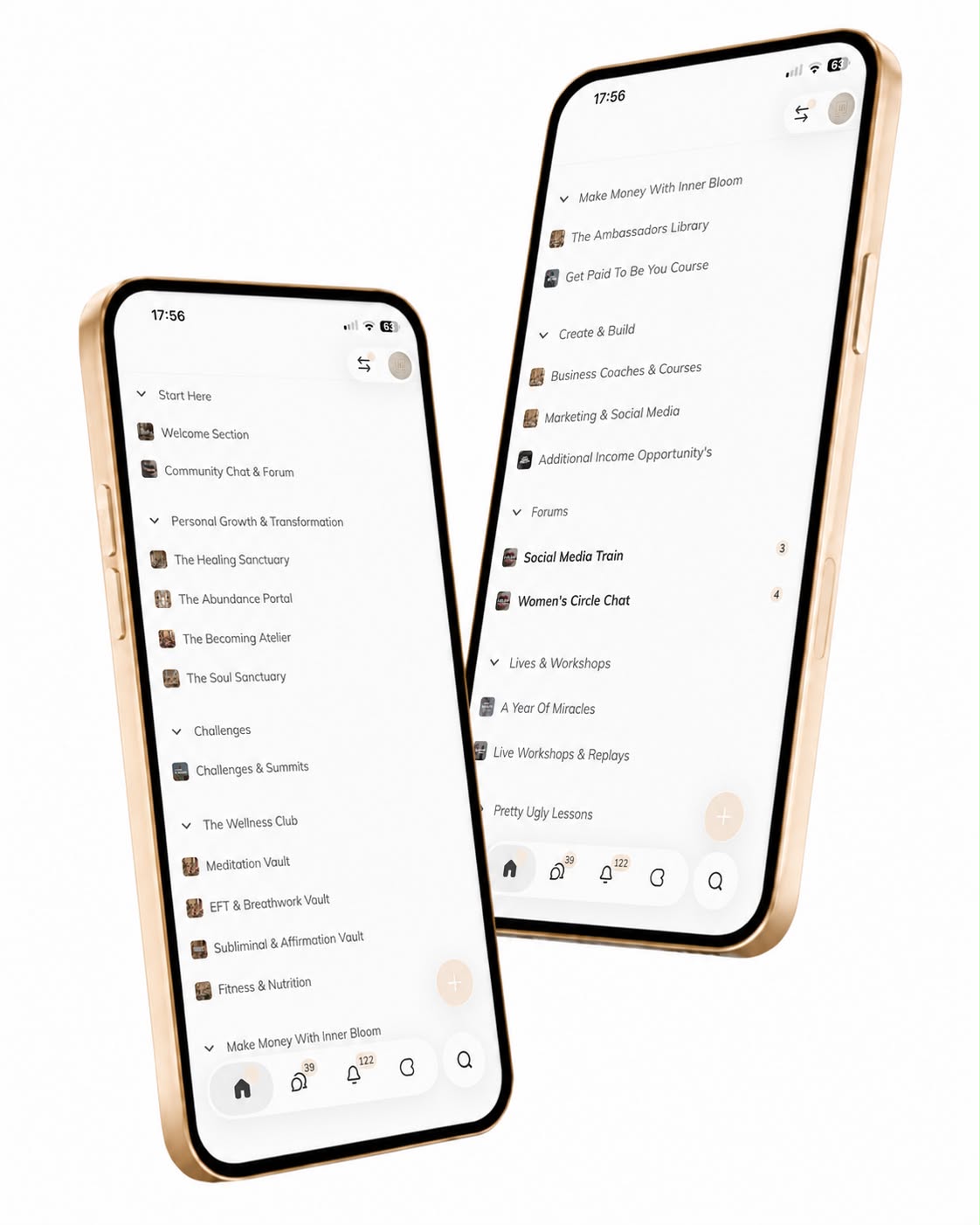 The Inner Bloom app on two phones